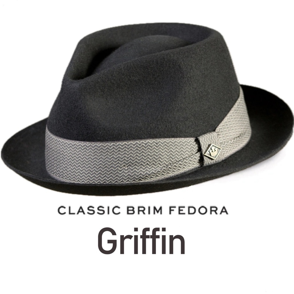 Goorin Bros | Black Classic Wool Fedora Hat ‘Griffin’ (M) 2” Snap Brim